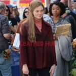 Elle Fanning A Complete Unknown Maroon Coat
