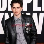 Timothée Chalamet A Complete Unknown 2024 Black Leather Blazer