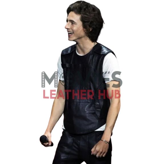 Dune Part Two 2024 Timothee Chalamet Black Leather Vest