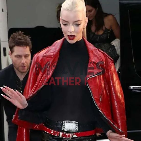 Furiosa A Mad Max Saga Premiere Anya Taylor-Joy Red Leather Jacket